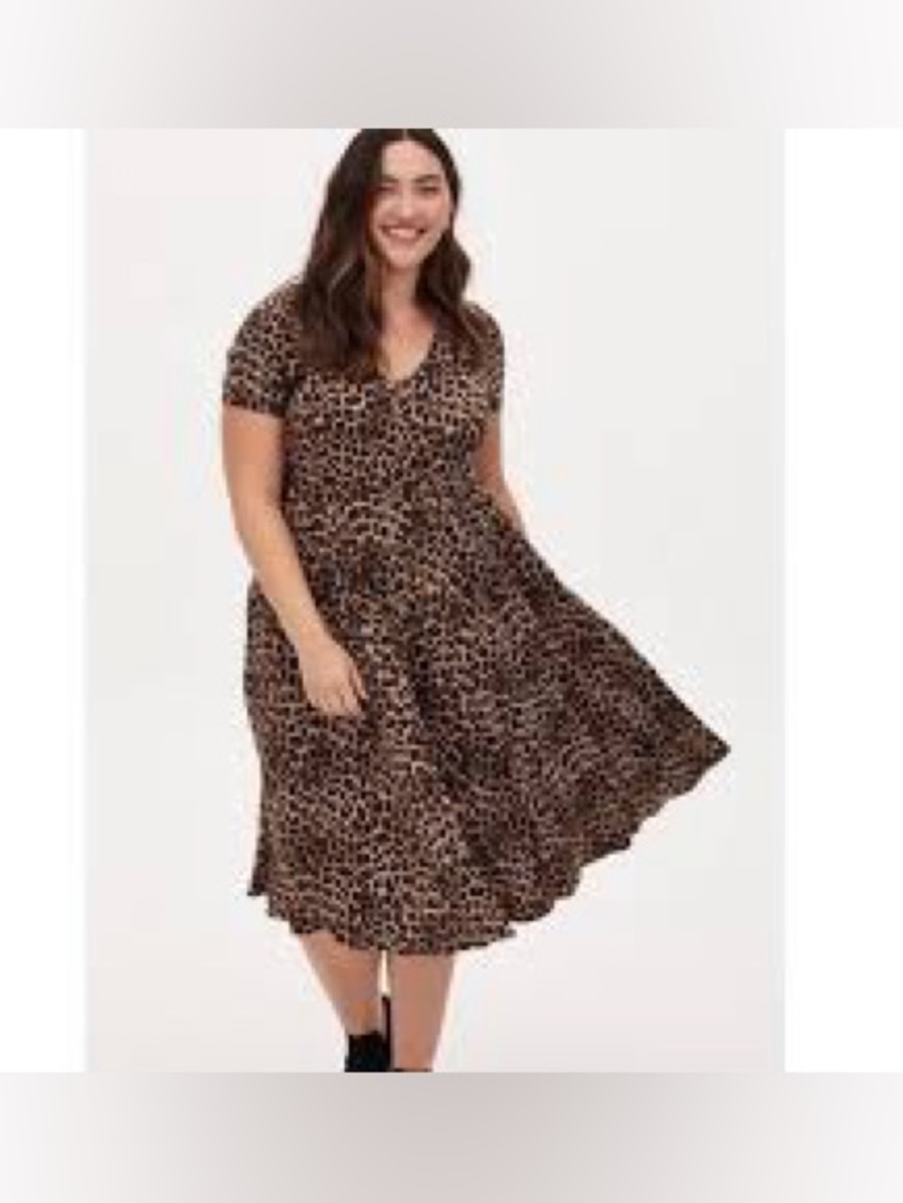 torrid Leopard Print V-Neck Midi Dress - Brown/Black